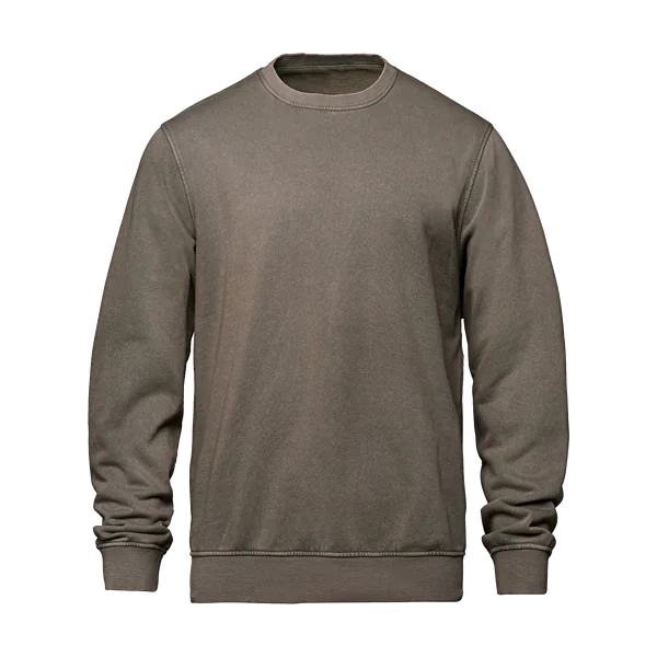 Vintage-wash crewneck sweatshirt in mushroom