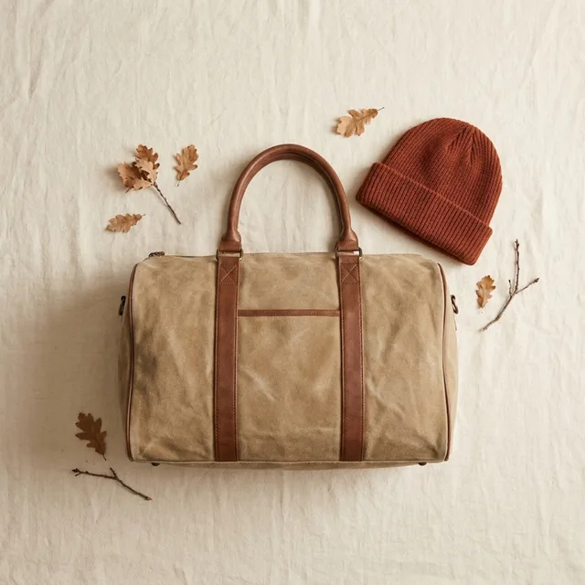 Canvas duffle and rib knit toque gift set