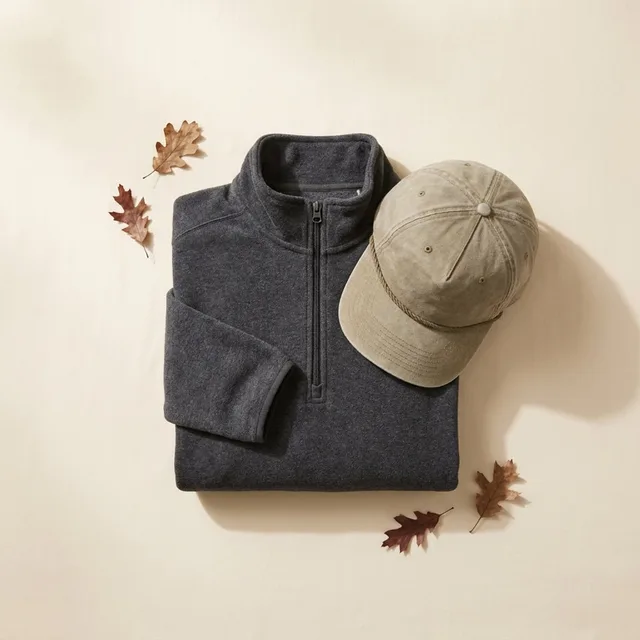 Quarter zip fleece and custom snapback gift set