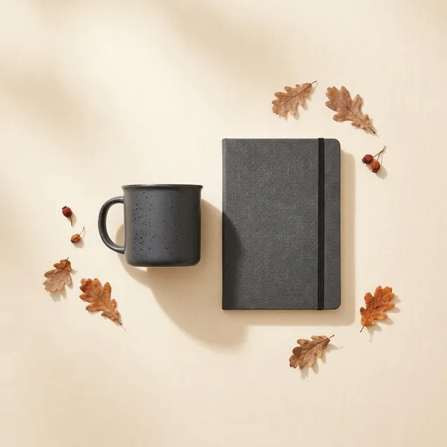 Camp mug and hardcover notepad gift set