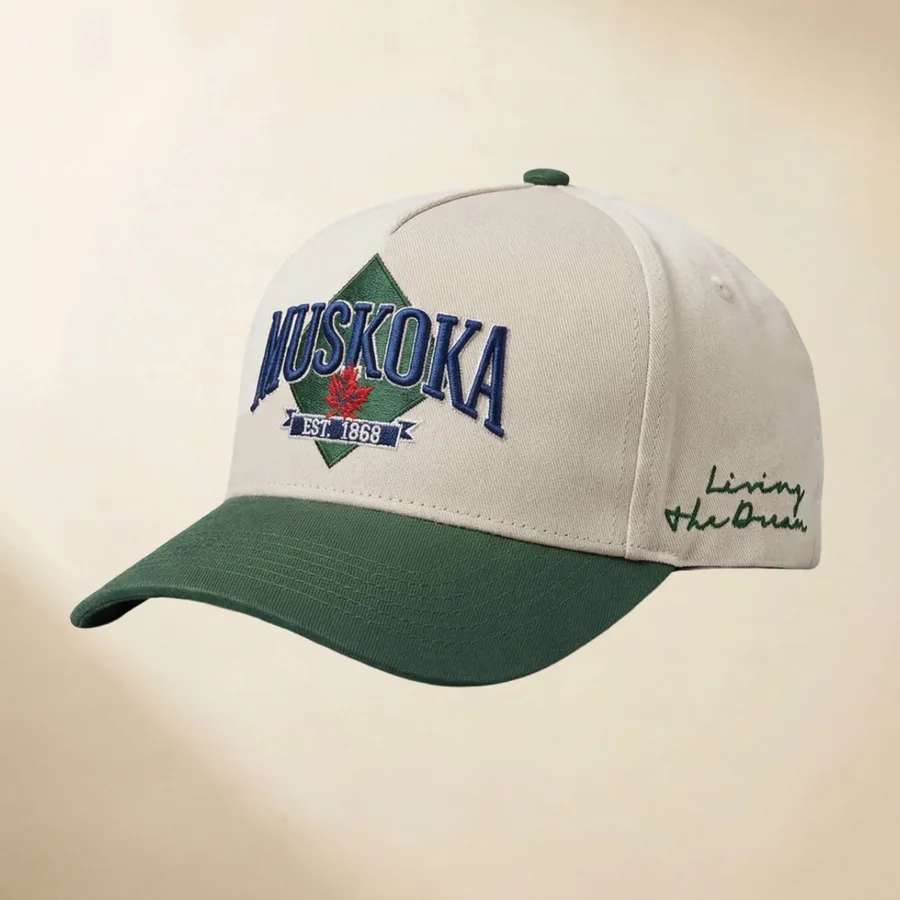 Two-tone 5-panel snapback with 3D embroidered front logo and side logo