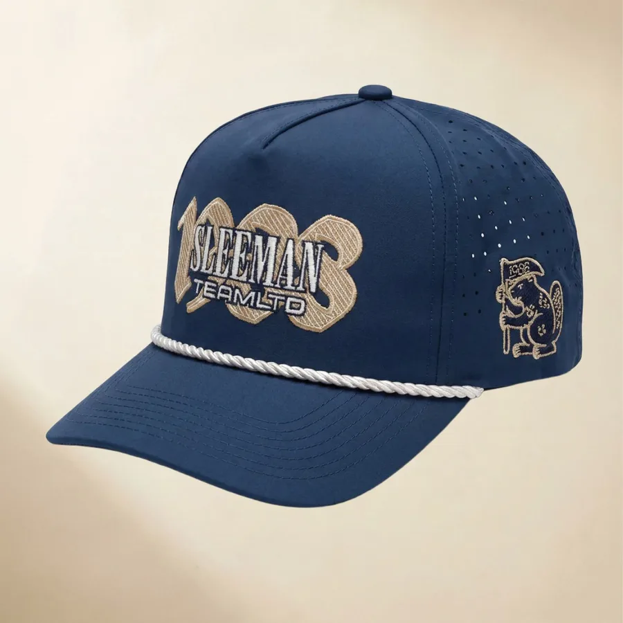 Navy performance snapback with rope and 3D embroidered front logo