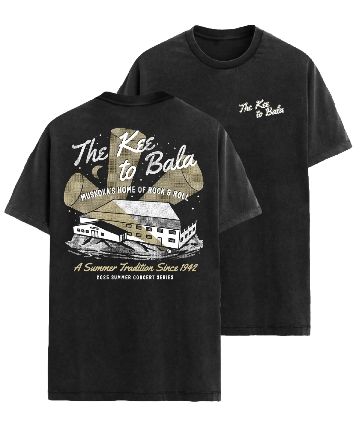 The KEE to Bala vintage washed black concert tee with faded venue illustration print