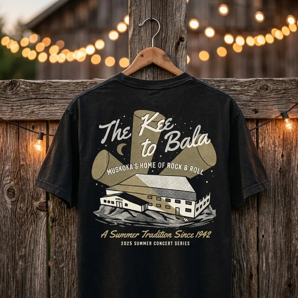 The Kee to Bala merch table, custom Sunday Funday tees by LTD Customs