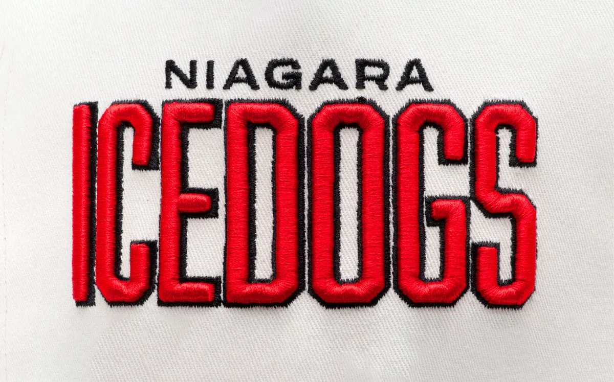 Close-up of Niagara IceDogs 3D puff embroidery