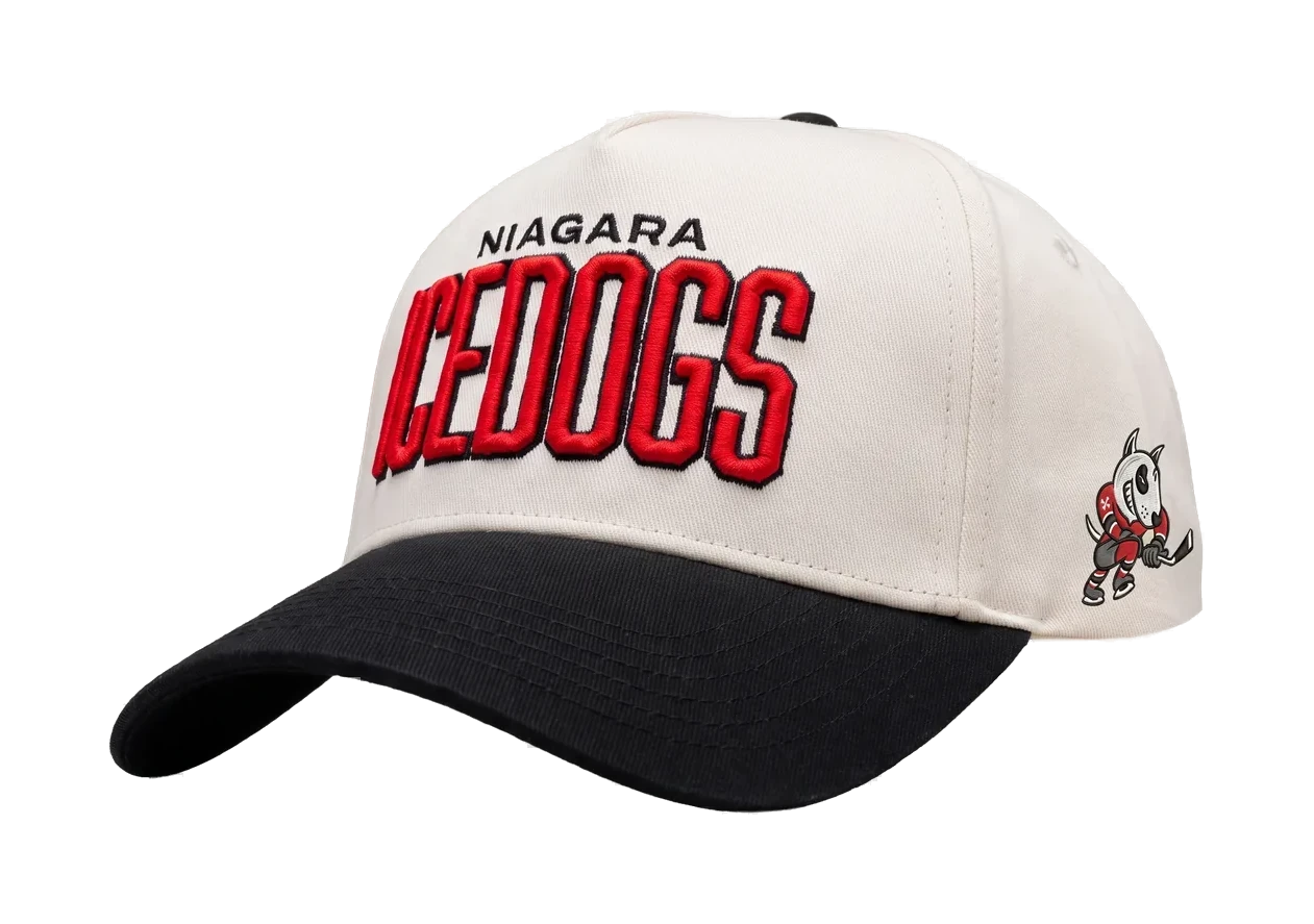 Niagara IceDogs custom hat with 3D embroidered team lettering