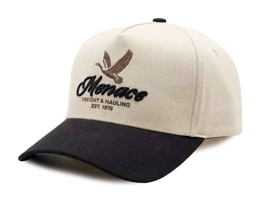 Cream and maroon custom snapback with raised maroon embroidery by LTD Customs