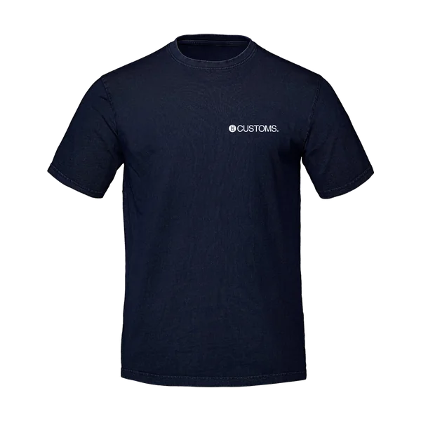 Navy vintage-wash t-shirt with a left-chest logo