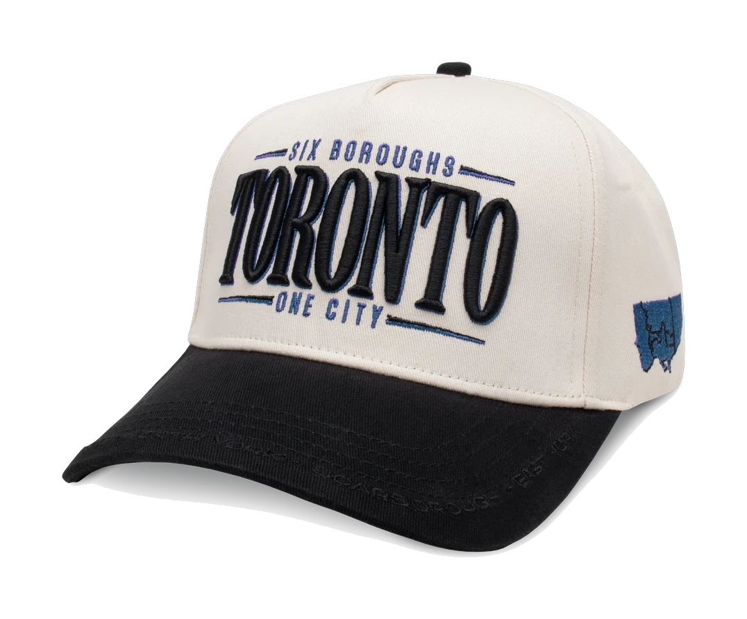 Custom Toronto snapback, Six Boroughs One City embroidered two-tone hat by LTD Customs