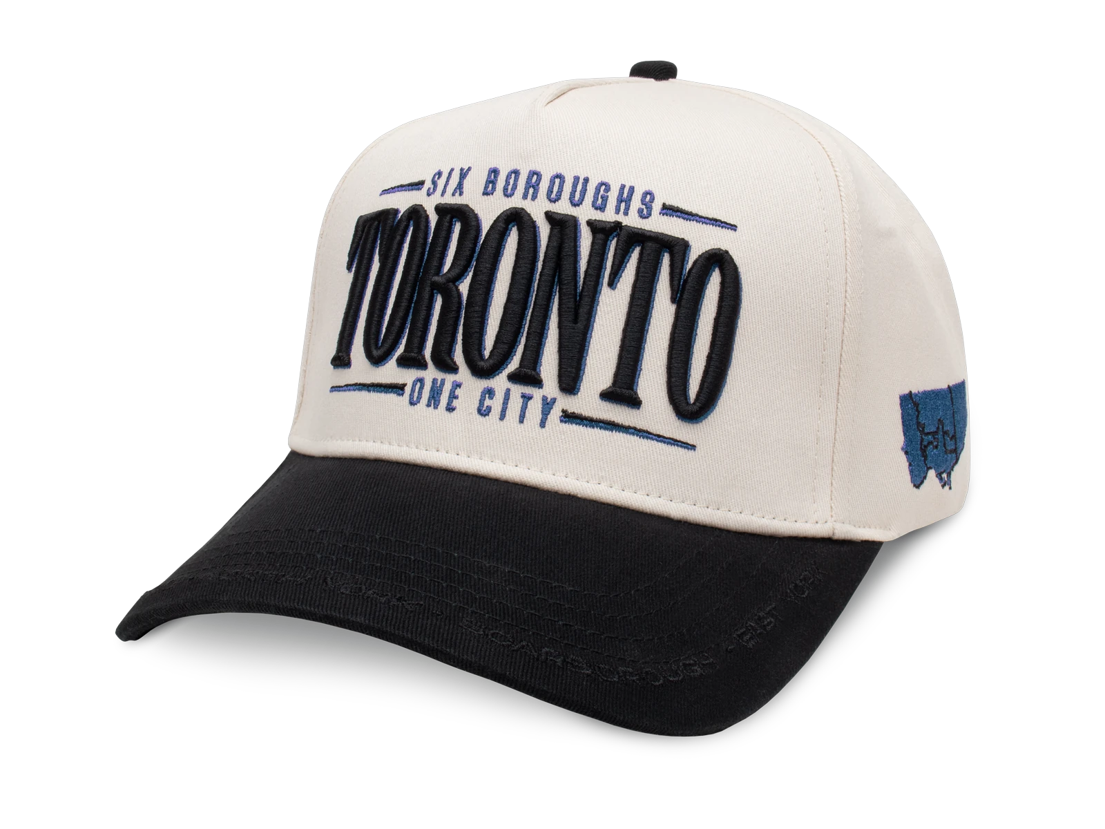 Custom Toronto snapback, Six Boroughs One City embroidered two-tone hat by LTD Customs
